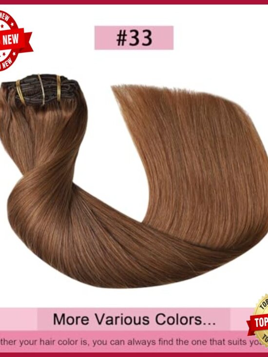 Remy Human Hair Clip-In Extensions 16 Inch 120g 7pc Double Weft